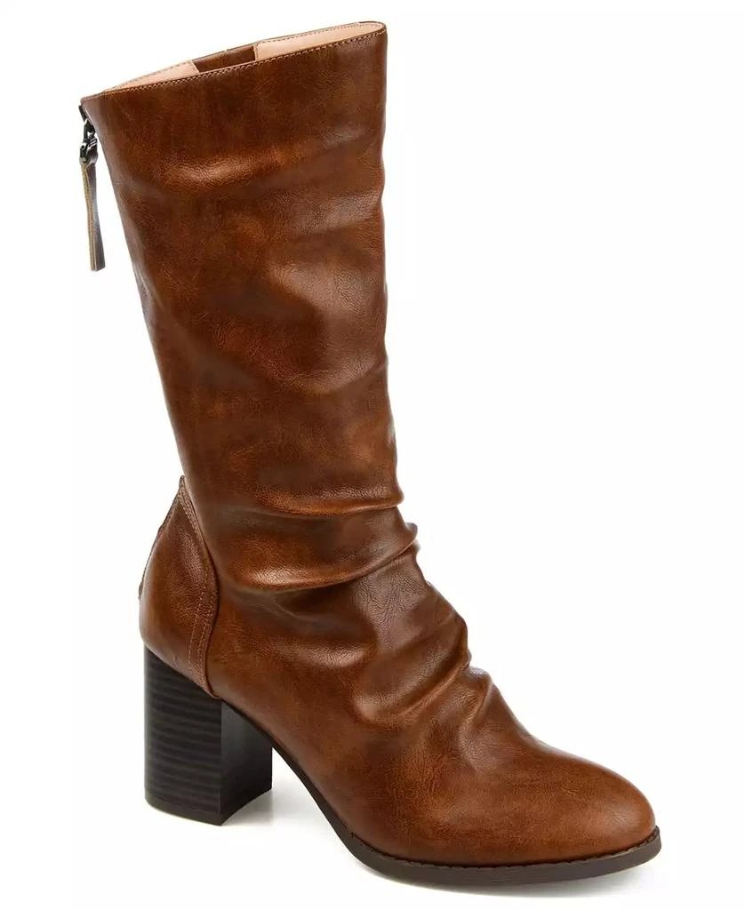 Journee Collection Women's Sequoia Rouched Block Heel Mid Shaft Boots 1