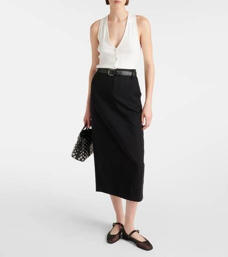 Vince Low-rise cotton-blend midi skirt 2