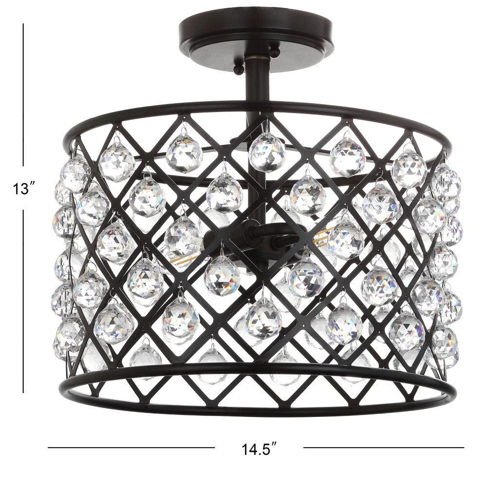 JONATHAN Y Gabrielle 14.5" Crystal/Metal LED Semi-Flush Mount 4