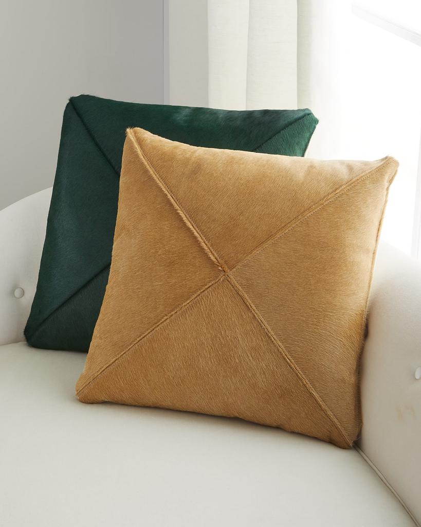 Massoud Mitered Hair Hide Pillow, 22"Sq.