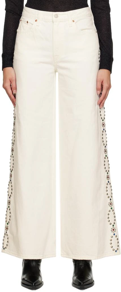 Anna Sui White Studded Jeans 1