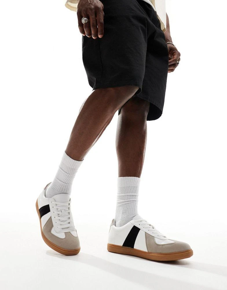 Truffle Collection Truffle Collection minimal tennis trainers in white and grey 4