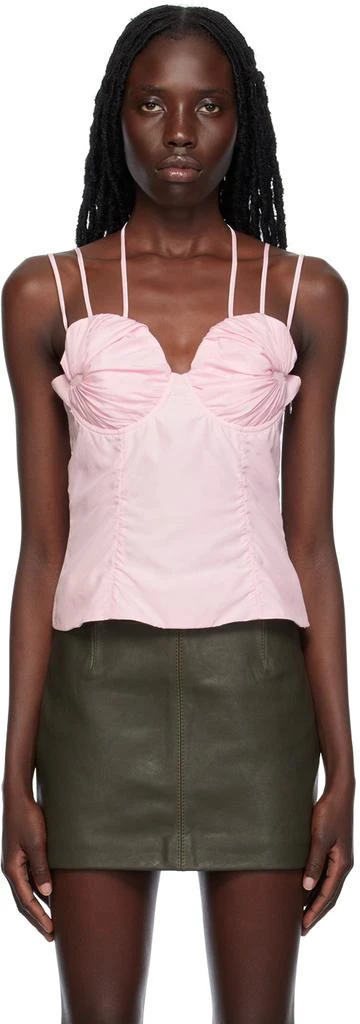 FIDAN NOVRUZOVA Pink Gathered Tank Top 1