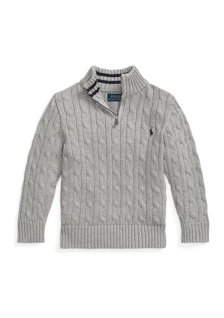 Ralph Lauren Boys 8-20 Cable Knit Cotton 1/4 Zip Sweater