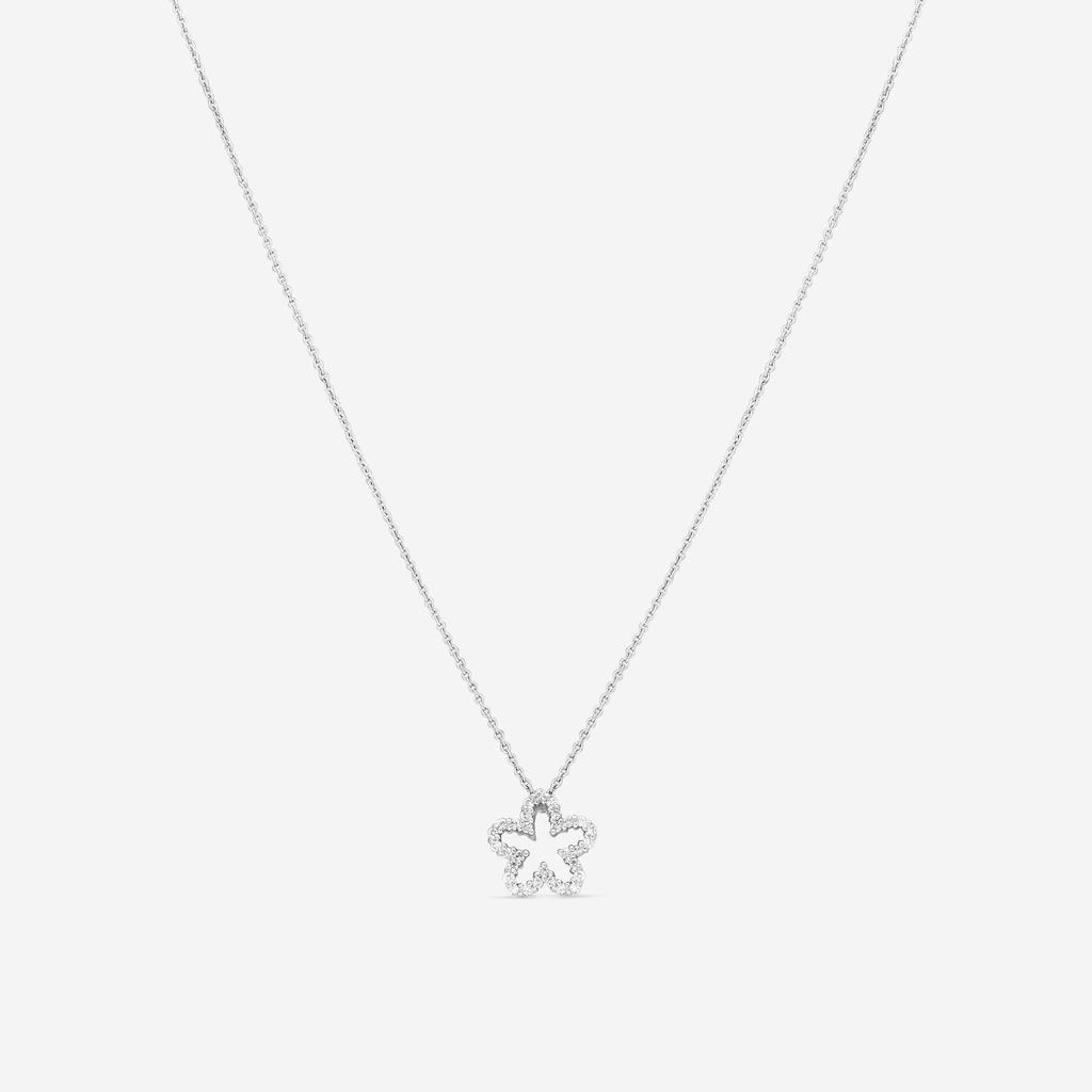 Roberto Coin Roberto Coin Tiny Treasures 18K White Gold Diamond Flower Pendant Necklace 001253AWCHX0
