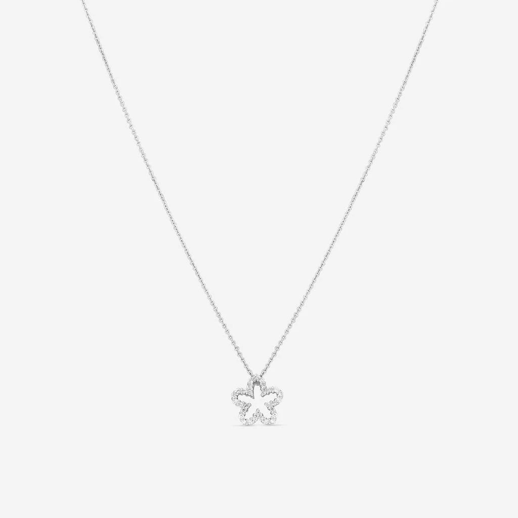 Roberto Coin Roberto Coin Tiny Treasures 18K White Gold Diamond Flower Pendant Necklace 001253AWCHX0 1
