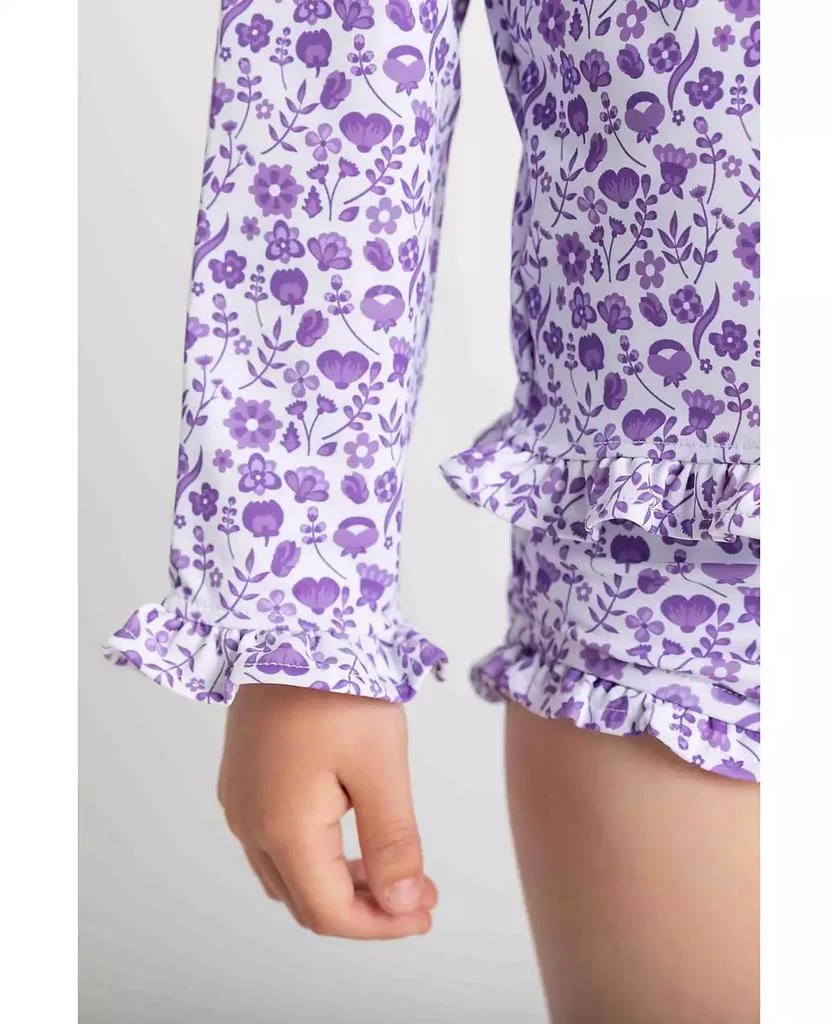 Florence Eiseman Little Girls Floral Print Rashguard Swimsuit with Ruffles 2
