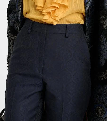 ETRO Printed cotton-blend jacquard slim pants 4