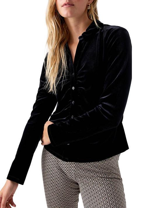Sanctuary Dreamgirl Velvet Button Up Shirt