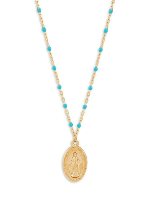 Saks Fifth Avenue 14K Yellow Gold & Enamel Bead Pendant Necklace 1