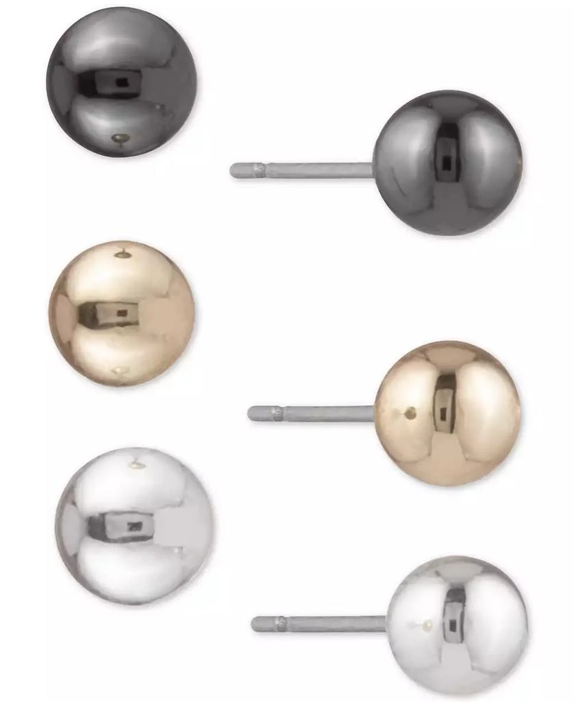 DKNY Tri-Tone 3-Pc. Set Ball Stud Earrings 1