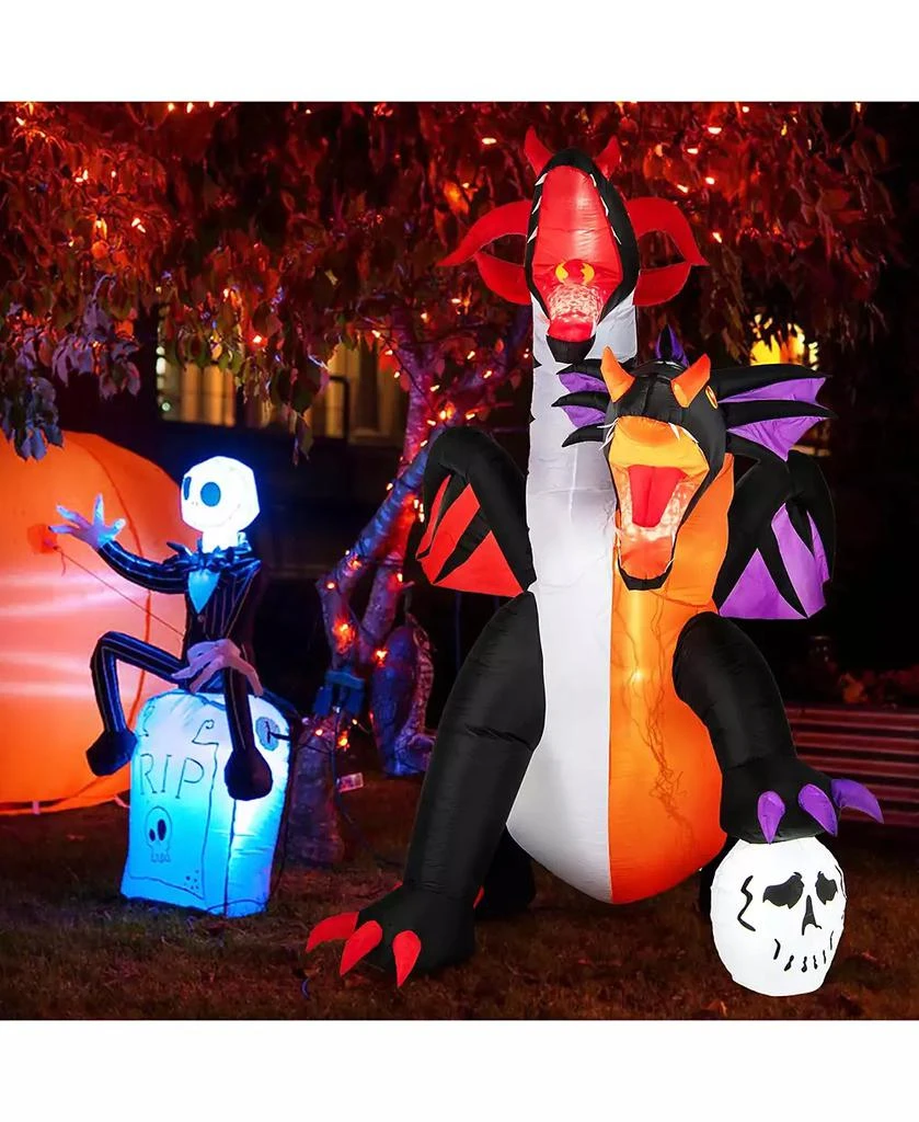 Costway 8 FT Inflatable Twin-Headed Dragon Decoration Giant Halloween Inflatables with 5 LED Lights 4 Flashing Lights 
2 Disco Lights 6