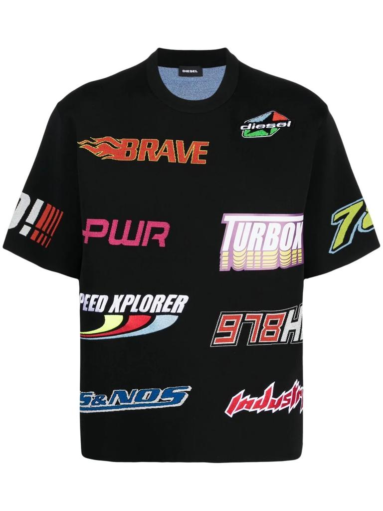 Diesel embroidered short-sleeved T-shirt - men - Polyester/Rayon/Nylon/pandex/Elastane