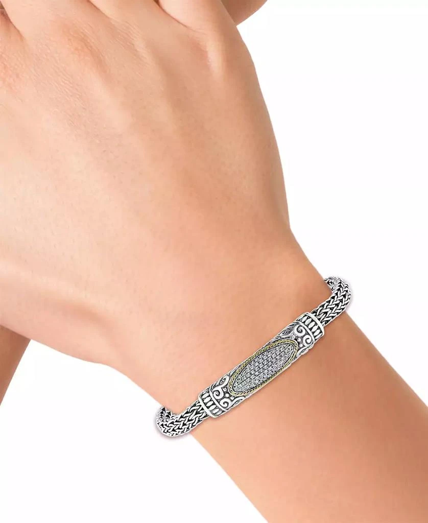 Effy EFFY® Diamond Cluster Woven Link Bracelet (1/3 ct. t.w.) in Sterling Silver & 18k Gold 2