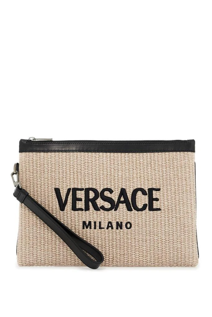 Versace CAPPUCCINO RAFFIA CLUTCH 2