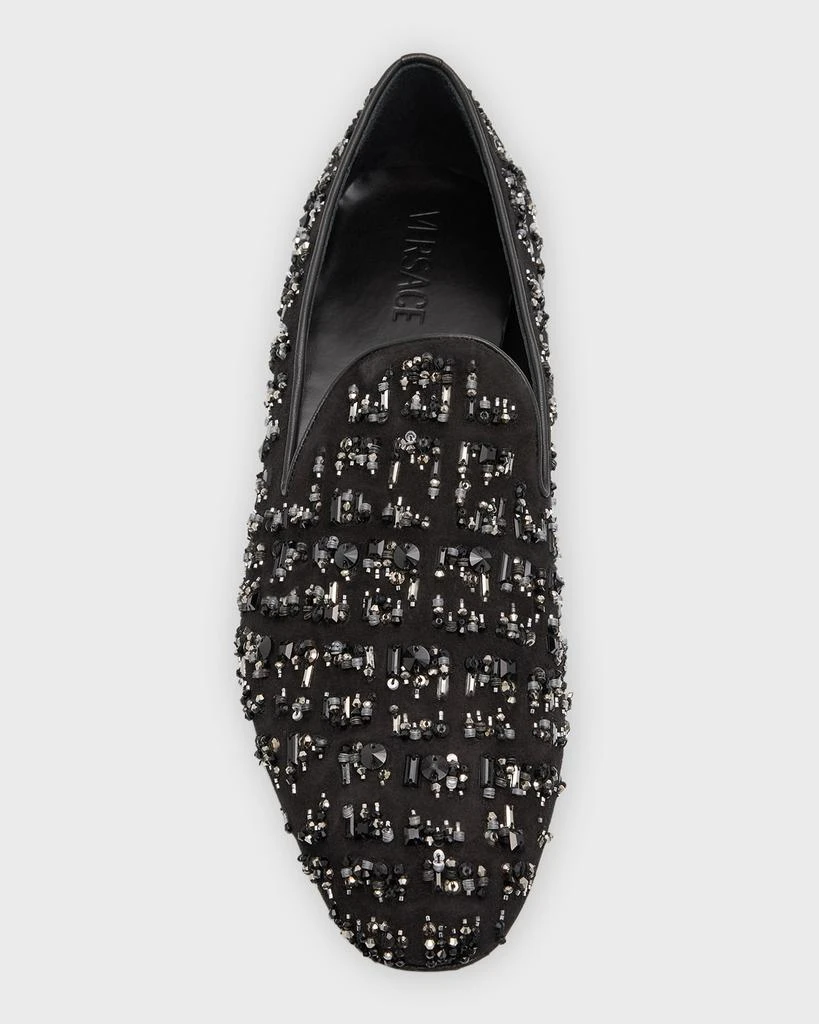 Versace Men's Suede Bead-Embellished Smoking Slippers 6