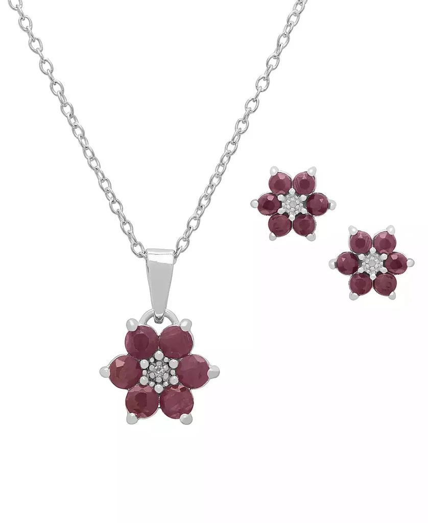 Macy
s 2-Pc. Ruby (2.70 ct. t.w.)
Diamond (0.015 ct. t.w.) Pendant Necklace 
Earrings Set in Sterling Silver