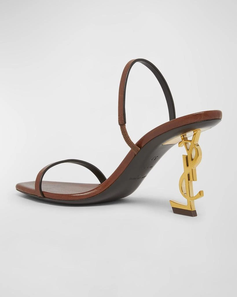 Yves Saint Laurent Opyum Leather YSL-Heel Slide Sandals 3