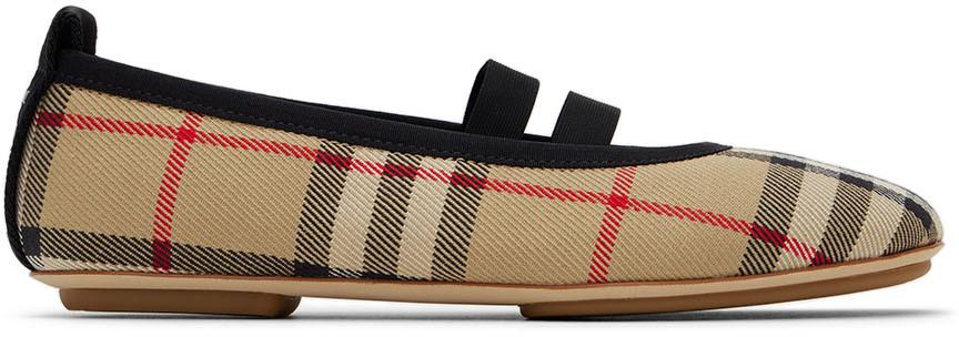 Burberry Kids Beige Vintage Check Ballerina Flats