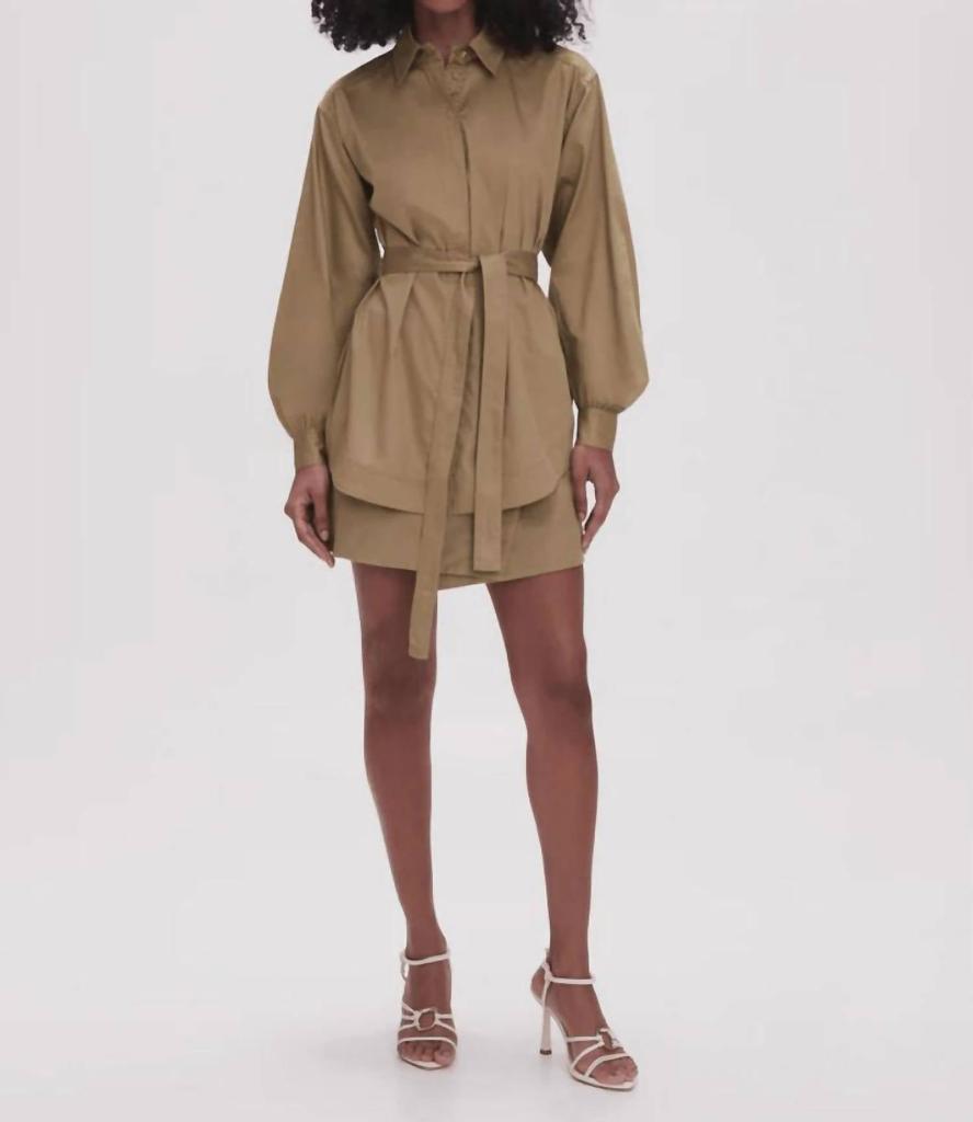 Aje Louise Belted Shirt In Desert Khaki
