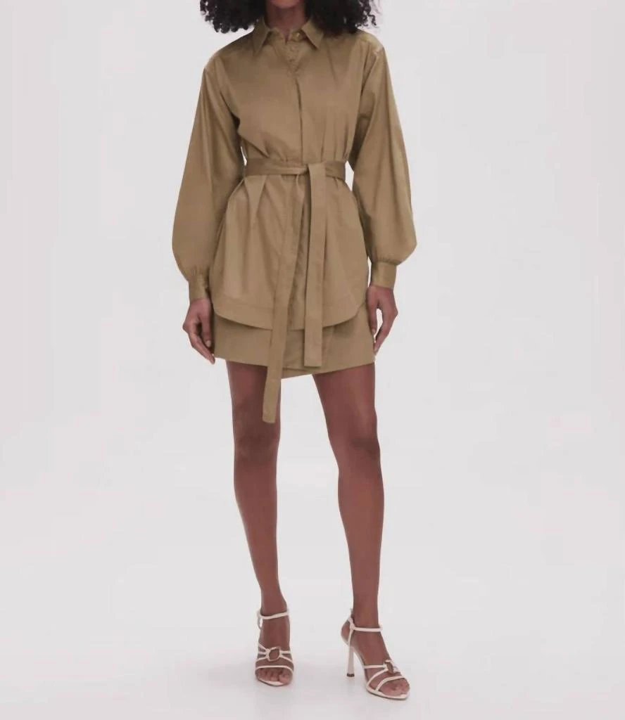 Aje Louise Belted Shirt In Desert Khaki 1