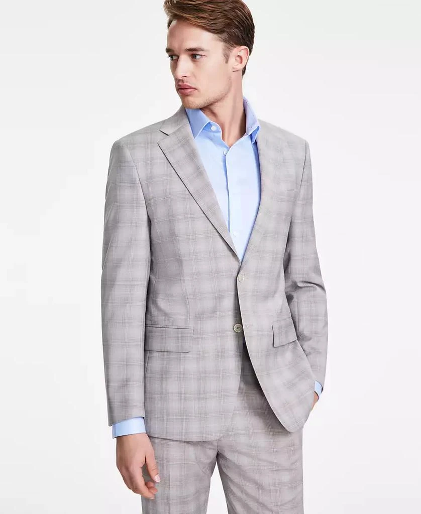 Calvin Klein Men's Slim-Fit Wool Blend Stretch Plaid Suit Separate Jacket 1