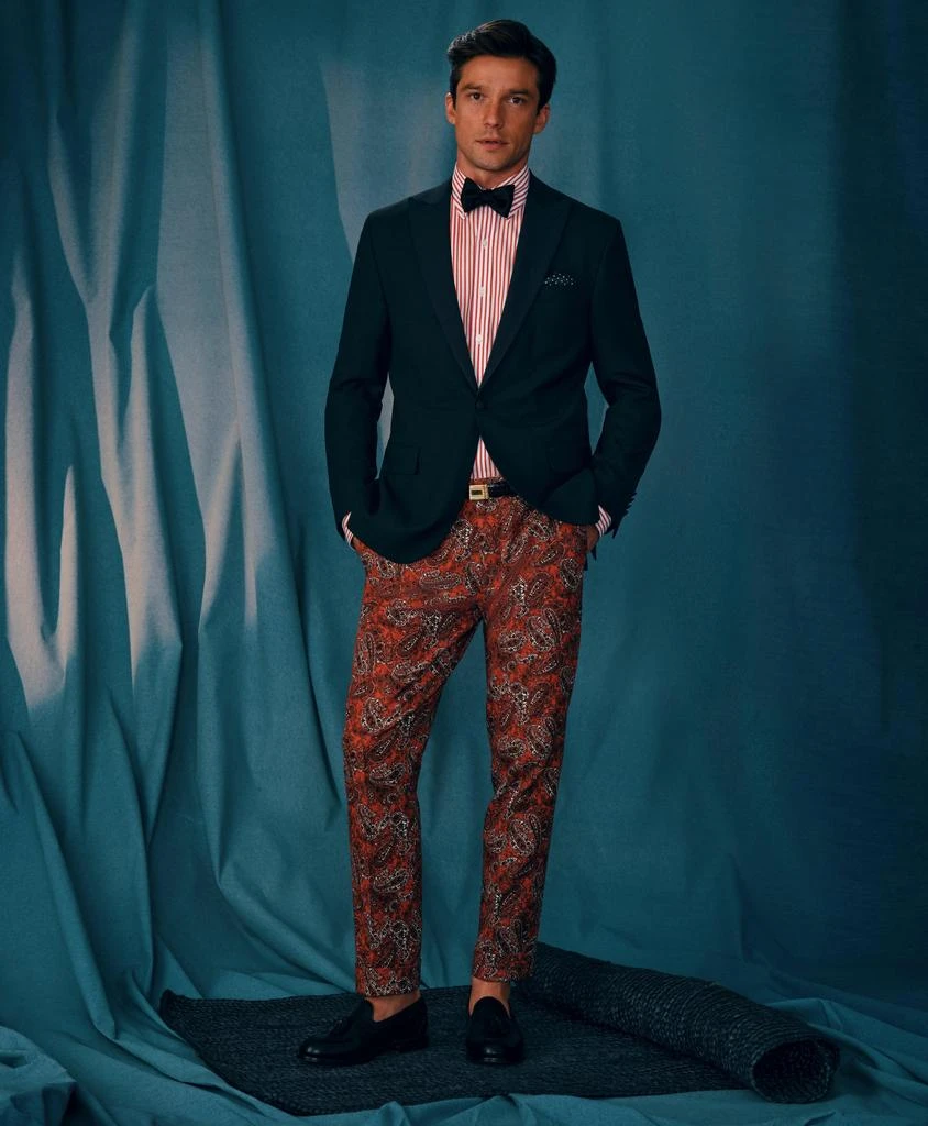 Brooks Brothers Slim Fit Paisley Suit Pants In Cotton Blend 1