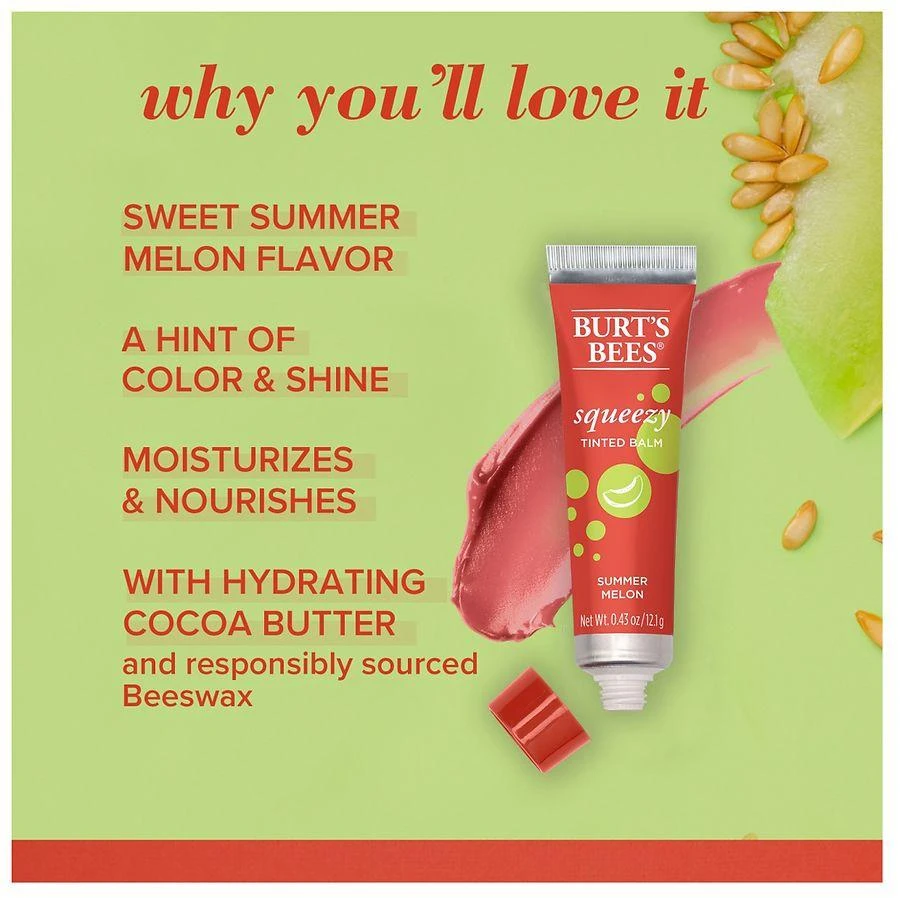 Burt's Bees Squeezy Tinted Lip Balm Summer Melon, Summer Melon 3