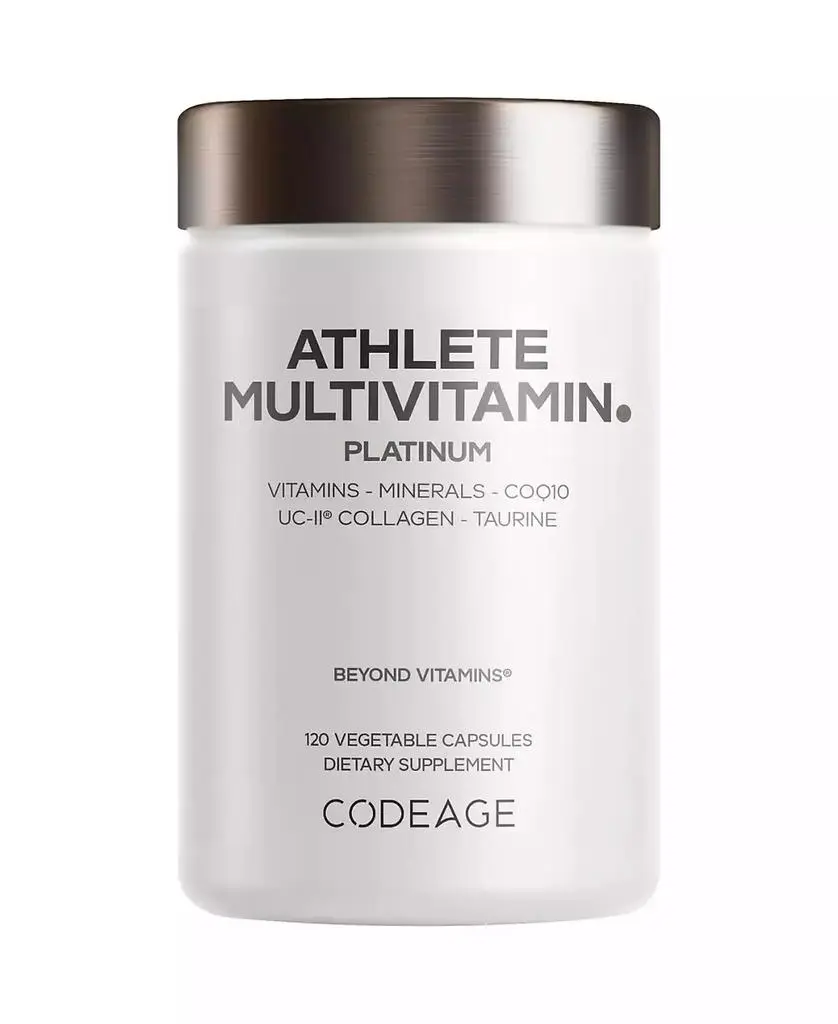 Codeage Athlete Multivitamin Platinum, Creatine Taurine, Electrolytes, CoQ10, UC-II Collagen, 120 Capsules