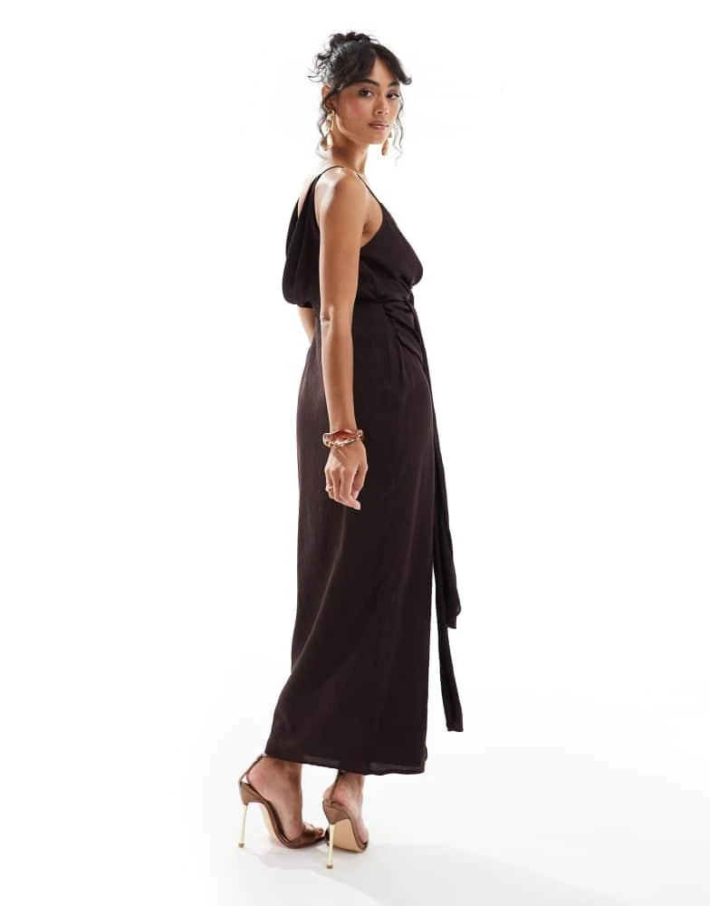 ASOS ASOS DESIGN cami strap drape tuck detail midi dress in aubergine 4
