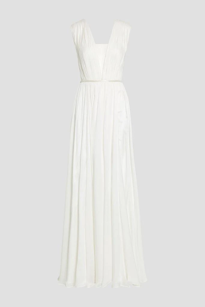 Theia Open-back bead-embellished silk crepe de chine bridal gown 1