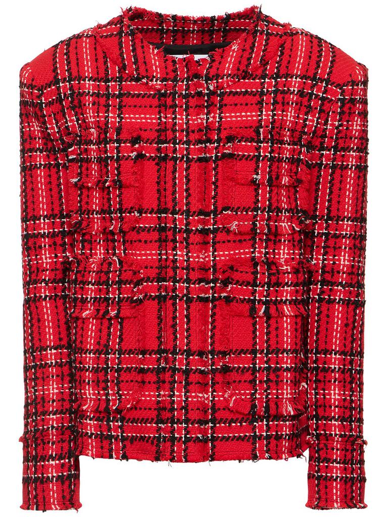 MSGM Tartan Cotton Tweed Jacket