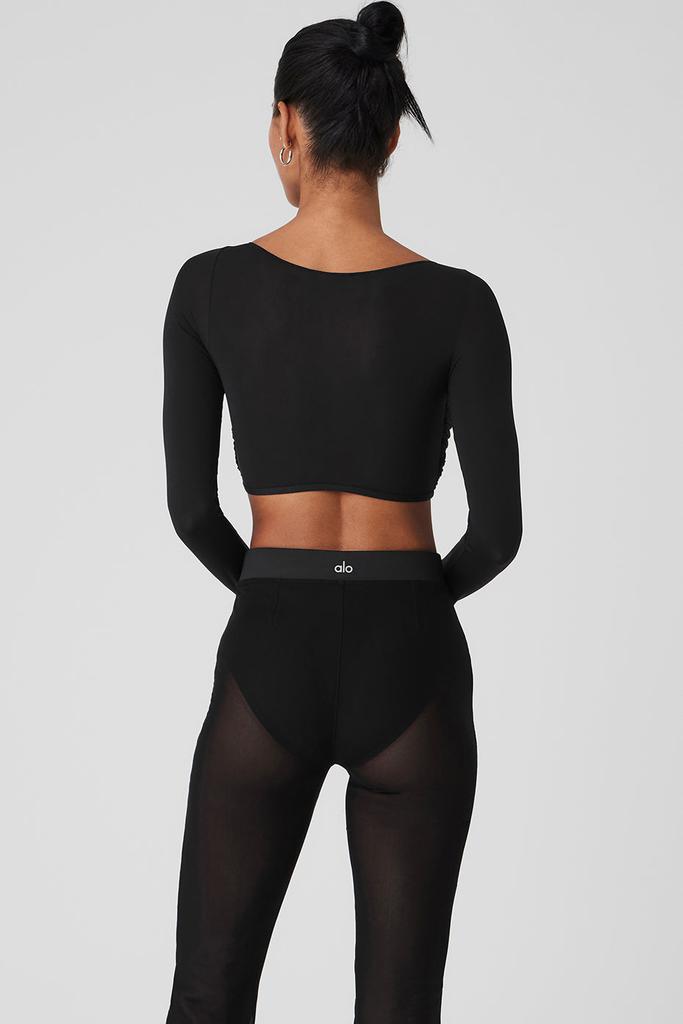 Alo Yoga Mesh Sheer Illusion Cropped Long Sleeve - Black