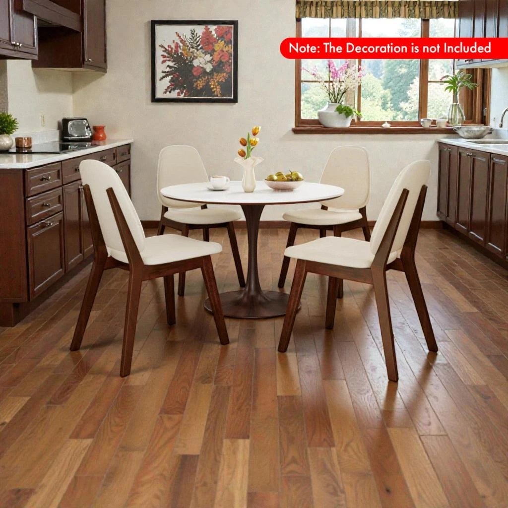 Hivvago Armless Upholstered Dining Chair Set of 4 Featuring Sleek Mid-Century Wooden Construction 2