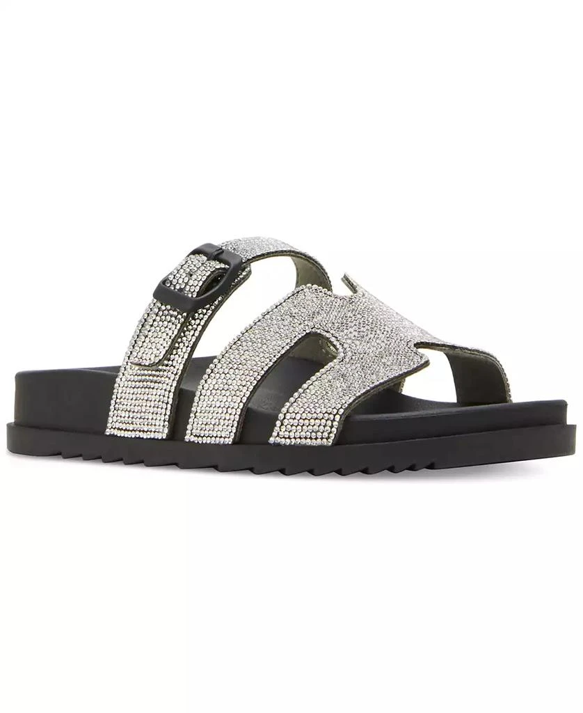 Madden Girl Women's Darling Rhinestone Embellished Footbed Slide Sandals 1