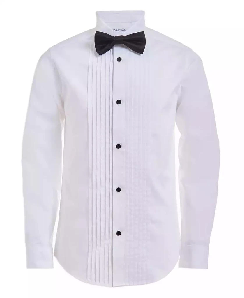 Calvin Klein Big Boys Husky Tuxedo Shirt and Bow Tie Box Set 2