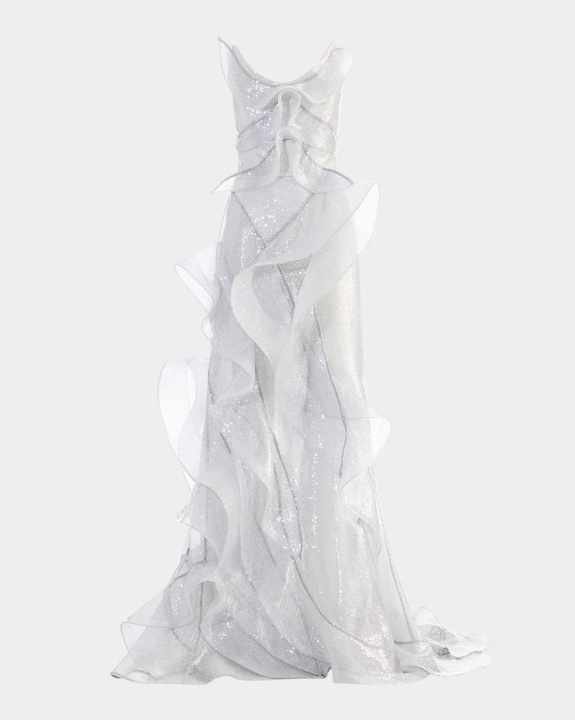Maticevski Refraction Strapless Ruffle Sequin Trumpet Gown 1