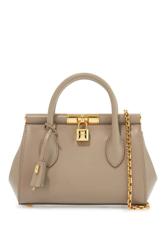 DOLCE & GABBANA taupe leather handbag with lock 1