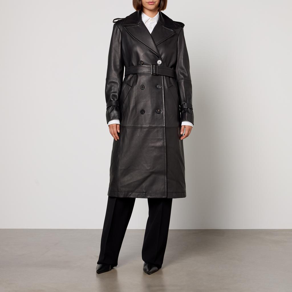 【SPORTMAX】ANTIOPE1234 Long Nappa leather trench coat Sportmax Leather Trench Coat In Black - 63% Off | Editorialist