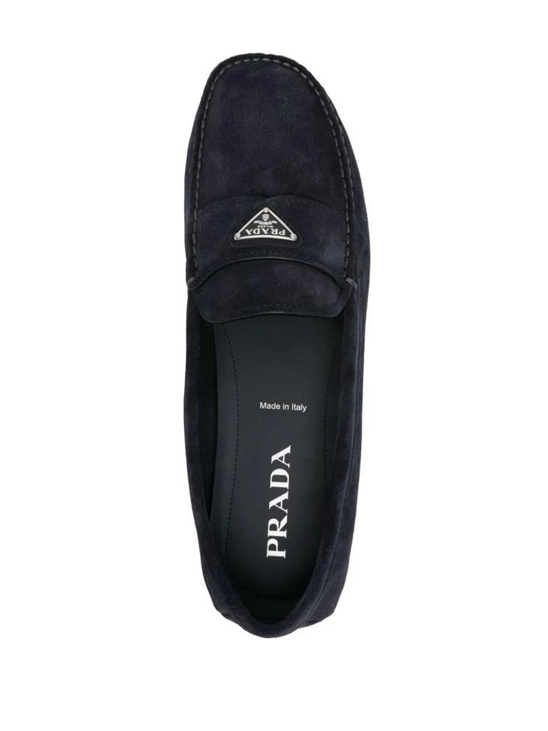 Prada Prada Enamel-Triangle-Logo Suede Loafers 4
