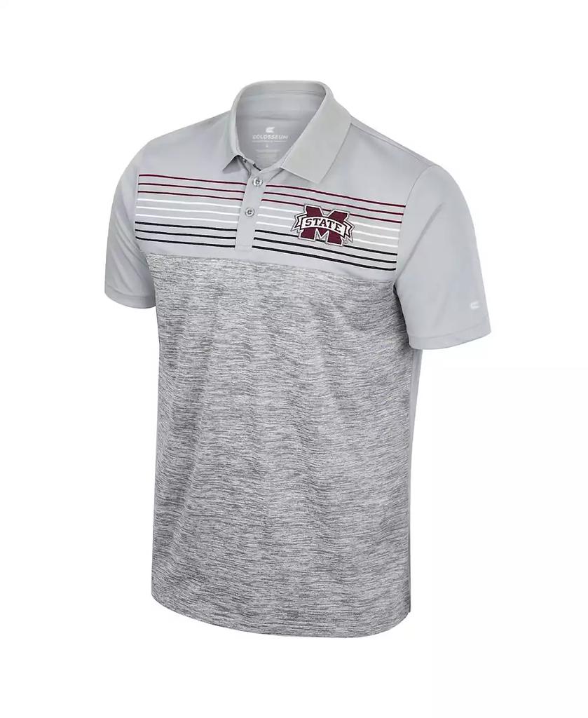 Colosseum Men's Gray Mississippi State Bulldogs Cybernetic Polo Shirt