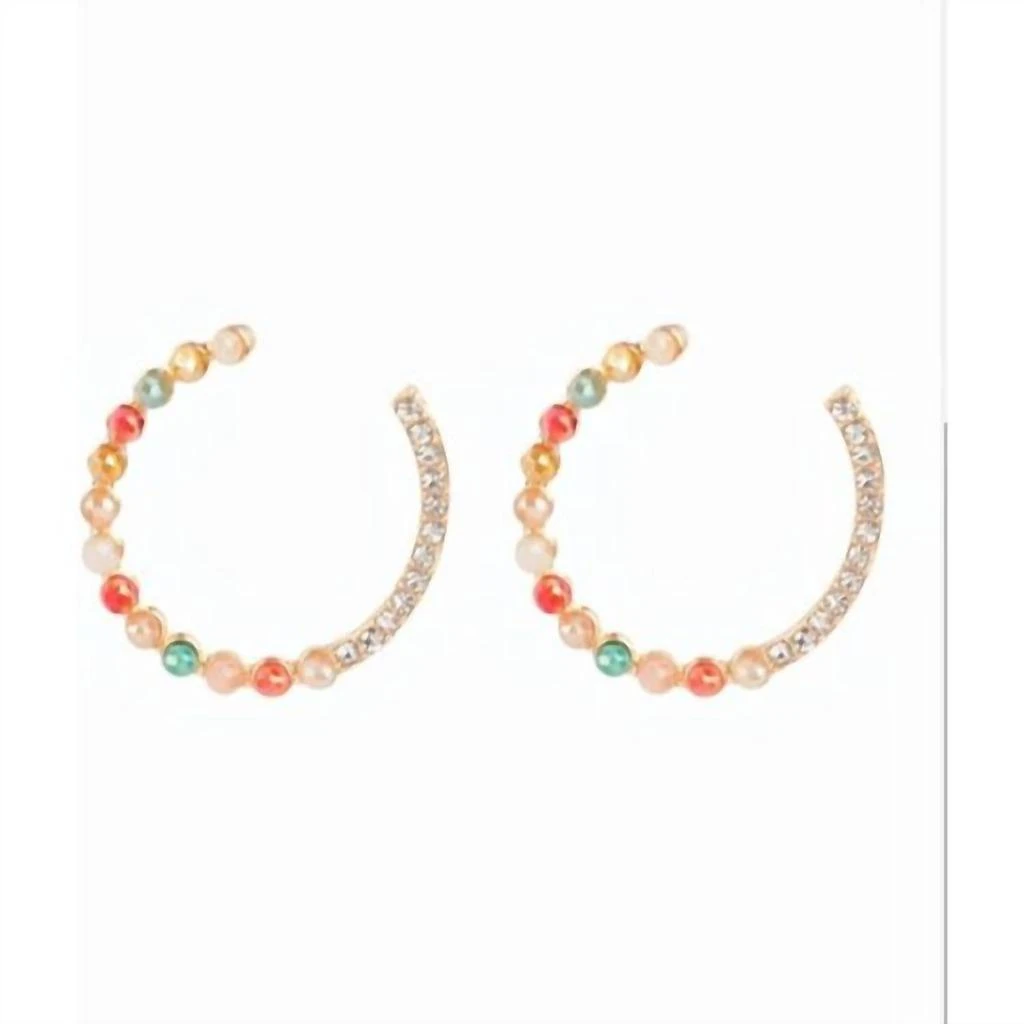 MYS Wholesale Women's Rhinestone Hoop Earrings In Multi Color 1