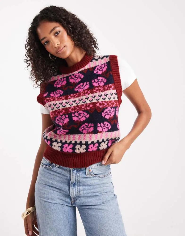ASOS ASOS DESIGN knitted tank in floral pattern