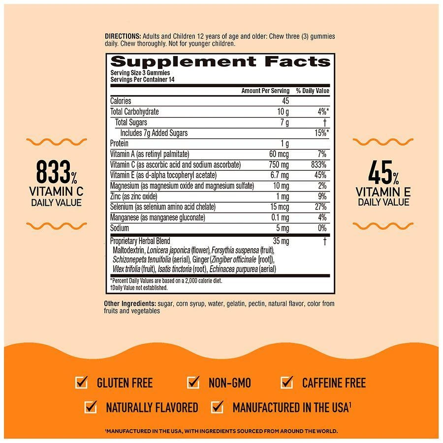 Airborne Vitamin C, E, Zinc, Minerals & Herbs Immune Support Supplement Gummies Orange 4