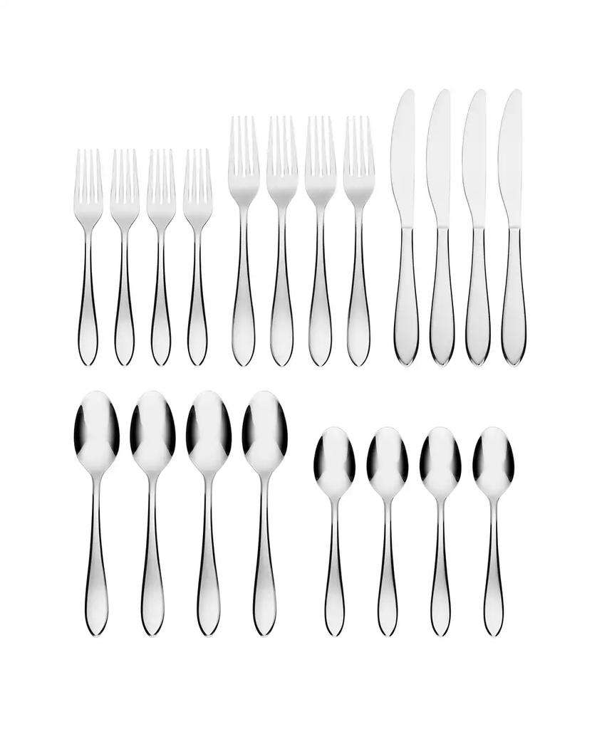 Cambridge Silversmiths Delia Mirror 20 Piece Stainless Steel Flatware Set, Service for 4