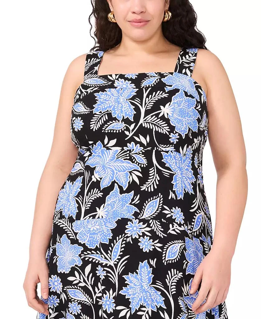 Vince Camuto Plus Size Floral Square-Neck Smocked-Back Sleeveless Maxi Dress 3