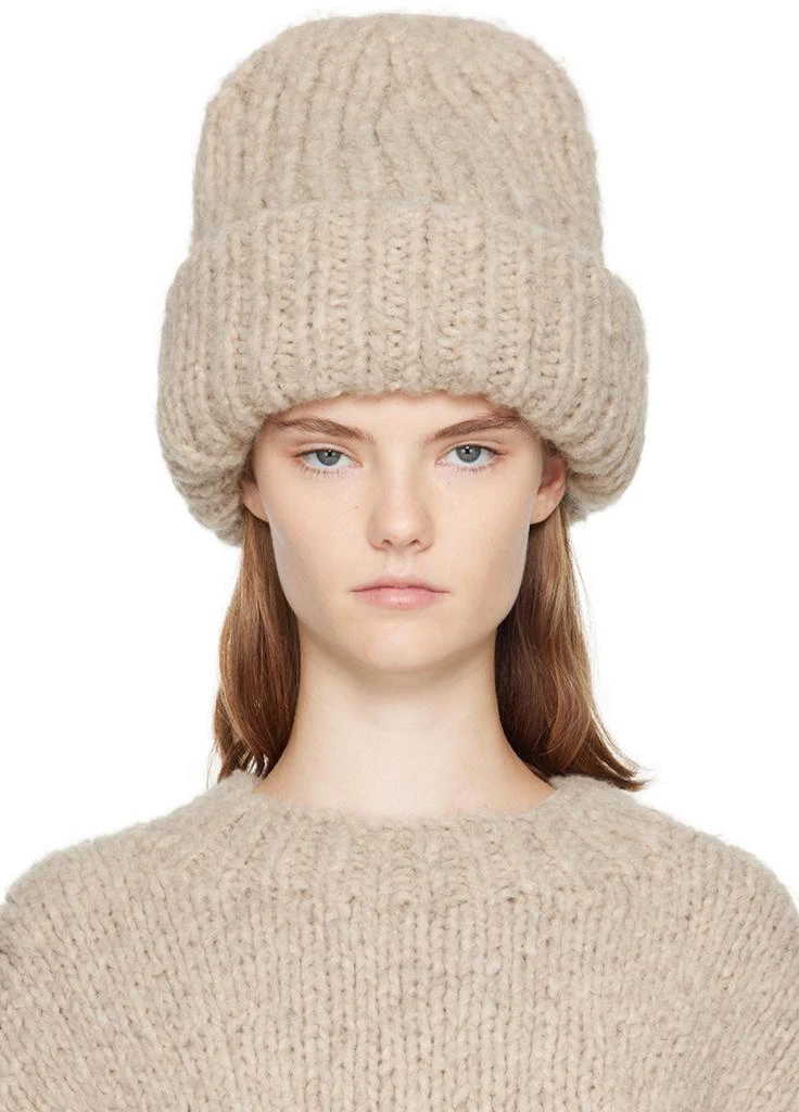 LAUREN MANOOGIAN Taupe Handknit Big Beanie 1