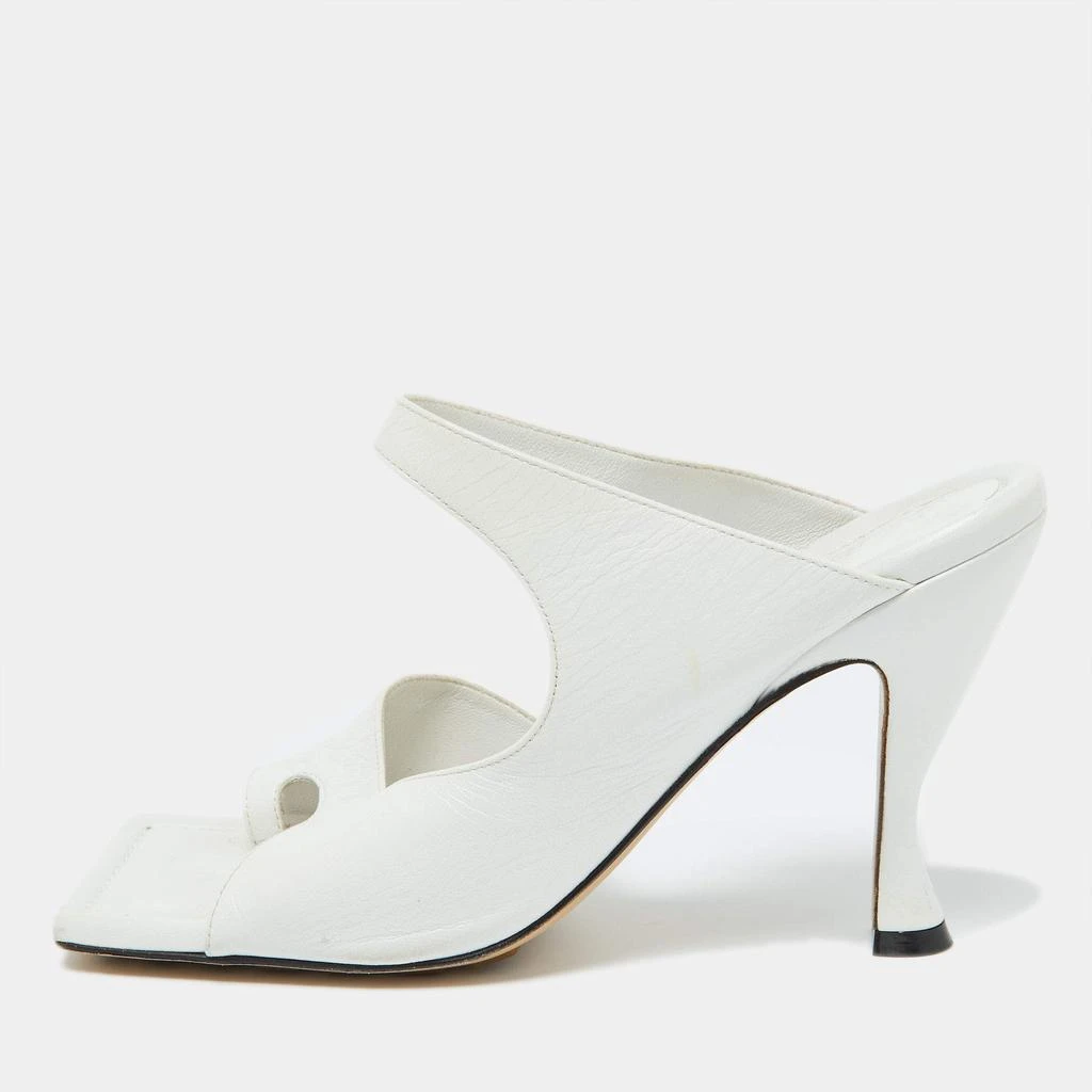 Bottega Veneta Bottega Veneta White Leather Thong Slide Sandals Size 37.5 1