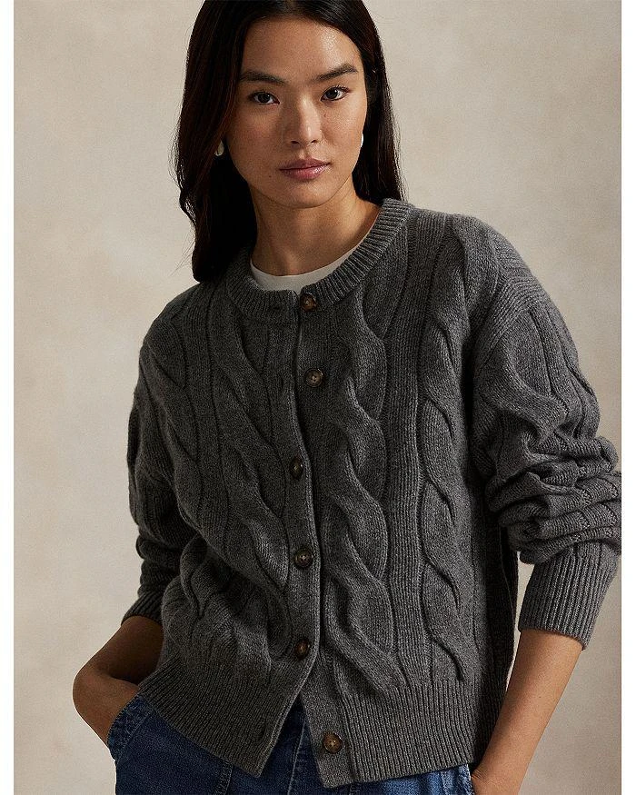 Ralph Lauren Cable Knit Wool Cashmere Cardigan Sweater 4