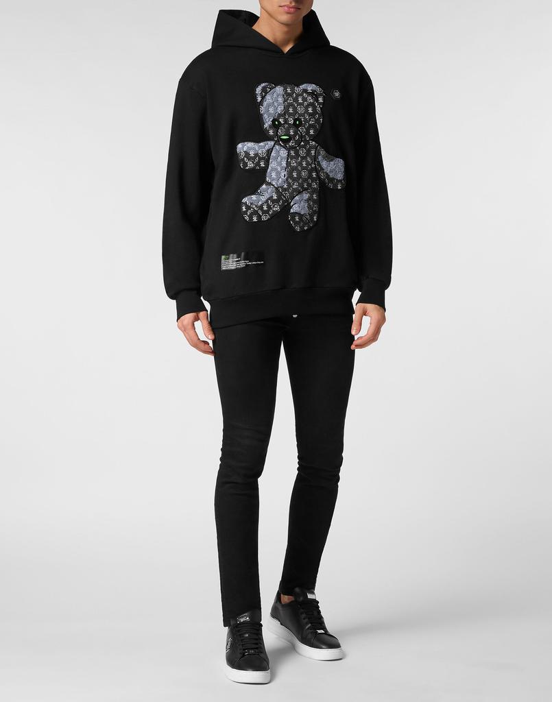 パーカー・フーディ Philipp Plein Relaxed Fit Black Long Sleeve Hoodie Philipp Plein logo-embroidered Cotton Hoodie | Black | FARFETCH